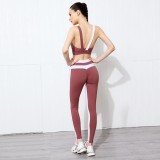 Sports Yoga Contrast Bra and High Waist Legging Set