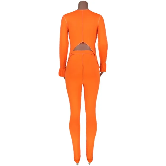 Autumn Matching Sexy Crop Top and High Waist Pants Set