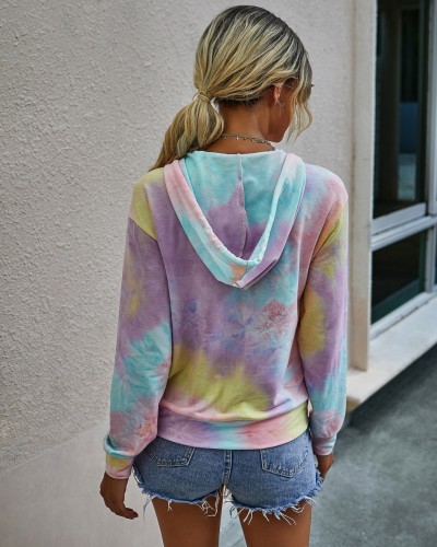 Autumn Tie Dye Zipped Hoody Sweat Shirt