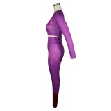 Autumn Sports Matching Crop Top and High Waist Legging Set