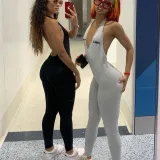 Sports Fitness Low Back Halter Jumpsuit