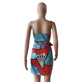 African Colorful Cover Up One Piece Bikini Set