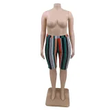 Plus Size Two Piece Stripes Short Set