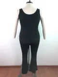Plus Size Plain Knot Tanks and Pants Set