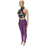 Casual African Plaid Zipper Trousers