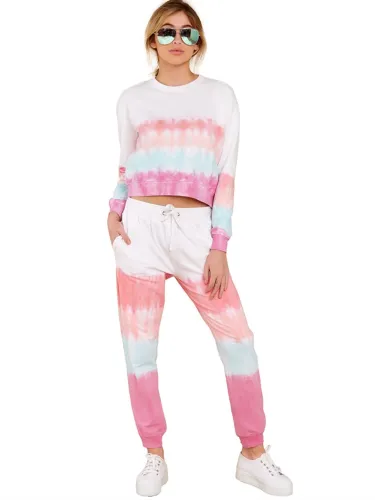 Autumn Tie Dye Matching Top and Pants Lounge Wear