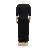 Plus Size Print O Neck Long Shirt Dress