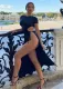 Sexy Black Cut Out Slit Long Cover Ups
