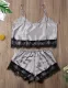 Summer Two Piece Satin Shorts Pajama Set with Lace Trims