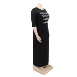 Plus Size Print O Neck Long Shirt Dress