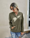 Autumn Solid Color Pocket Hoodie Shirt