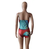 African Colorful Cover Up One Piece Bikini Set