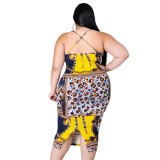 Plus Size Chains Print Strap Midi Dress