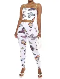 Sexy Butterfly Strap Crop Top and Legging Set