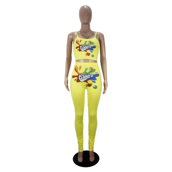 Summer Print Two Piece Leggings Jogger Set