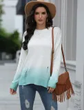 Fall Regular O Neck Gradient Knitted Top