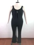 Plus Size Plain Knot Tanks and Pants Set