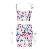Sexy Two Piece Butterfly Mini Skirt Set