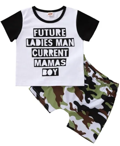 Kids Boy Summer Two Piece Camou Shorts Set