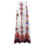 Retro Print Sleeveless Long Boho Dress