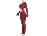 Autumn Matching Sexy Crop Top and High Waist Pants Set