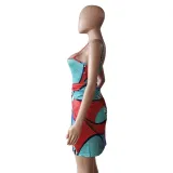 African Colorful Cover Up One Piece Bikini Set