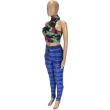 Casual African Plaid Zipper Trousers