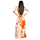 Fall Floral Wrapped African Maxi Dress