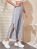 Pure Gray High Waist Slit Trousers