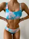 Tie Dye Two Piece Simple Swimwear