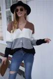 Fall Button Up Contrast Knitted Coat