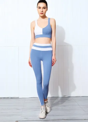 Sports Yoga Contrast Bra and High Waist Legging Set