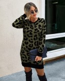Falls Round Neck Leopard Knit Dress