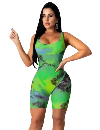 Sexy Tie Dye Sleeveless Bodycon Rompers