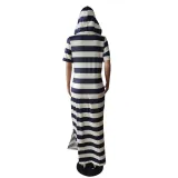 Summer Wide Stripes Hoody Long Dress