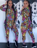 Autumn Tie Dye Print Matching Tracksuit