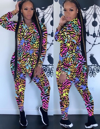Autumn Tie Dye Print Matching Tracksuit