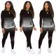 Gradient Two Piece Matching Ripped Pants Set