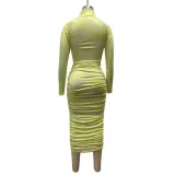 Tie Dye Sexy Long Curvy Dress with Full Sleeves