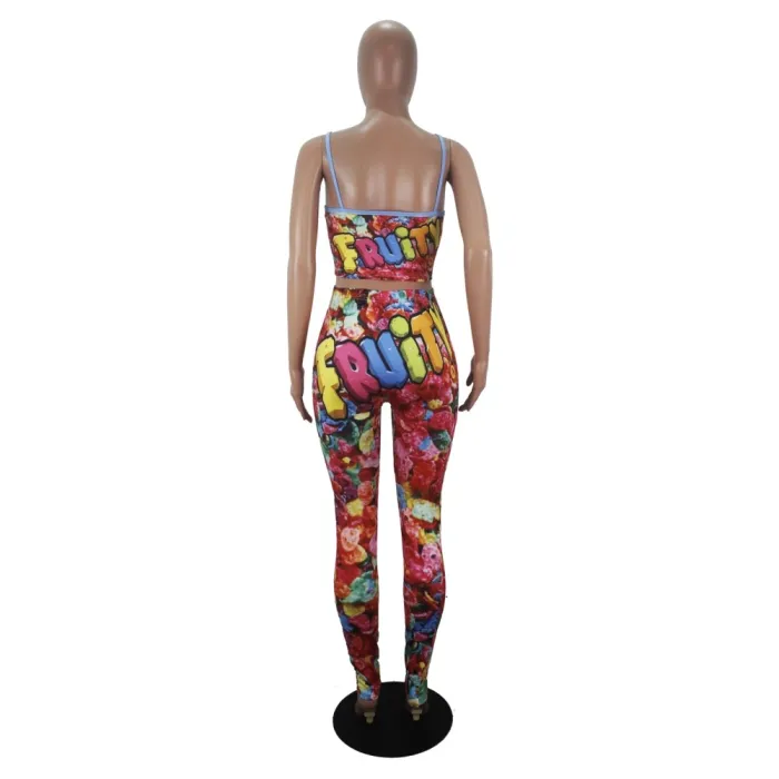 Summer Print Two Piece Leggings Jogger Set