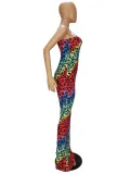 Bell Botton Sexy Leopard Halter Club Jumpsuit