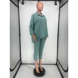 Autumn Matching Solid Color Two Piece Casual Pants Set
