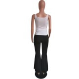 Summer White Tank Top and Flare Trousers Set