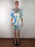 Summer Tie Dye Two Piece Biker Shorts Set