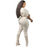 Plus Size Two Piece One Shoulder Stacked Pants Set