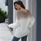 Autumn Gradient V-Neck Loose Knit Top