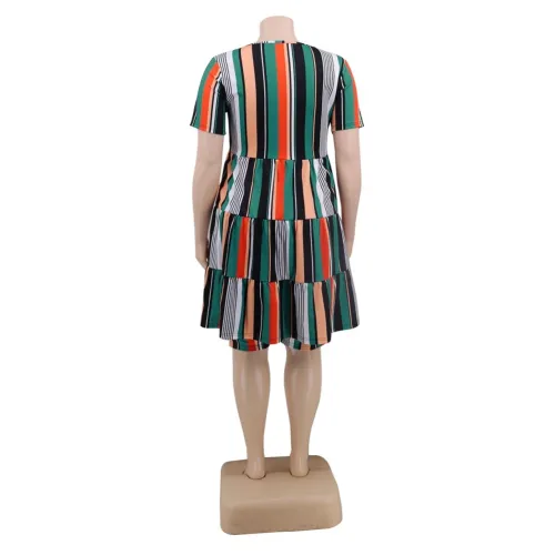 Plus Size Two Piece Stripes Short Set
