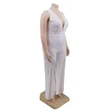 plus size sexy deep-v halter jumpsuit