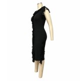 Autumn Knitted Fringe Sleeveless Sweater Dress
