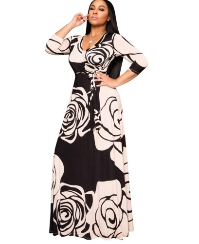 Fall Floral Wrapped African Maxi Dress